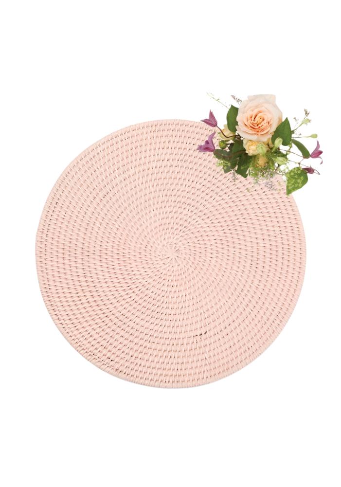 Placemats Round & Round Rattan Placemat  Pink - Set of 4