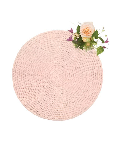 Placemats Round & Round Rattan Placemat  Pink - Set of 4