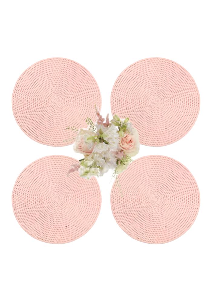 Placemats Round & Round Rattan Placemat  Pink - Set of 4