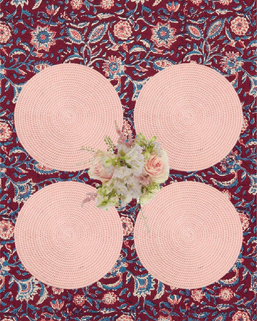 Placemats Round & Round Rattan Placemat  Pink - Set of 4