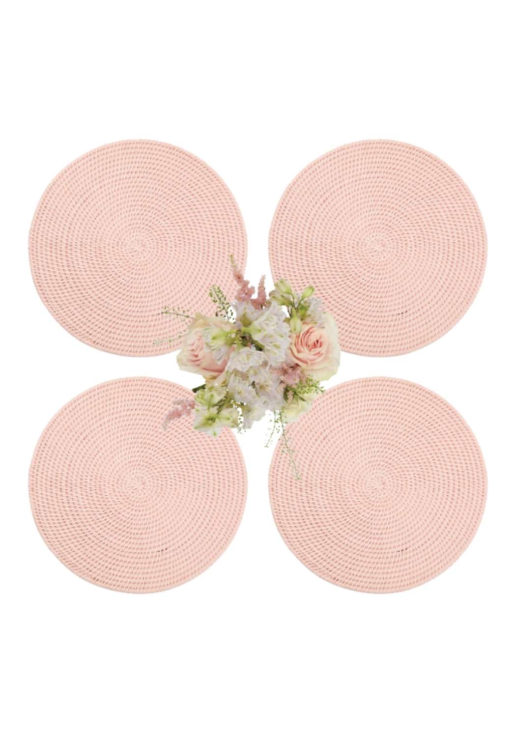 Round & Round Rattan Placemat Pink - Set of 4