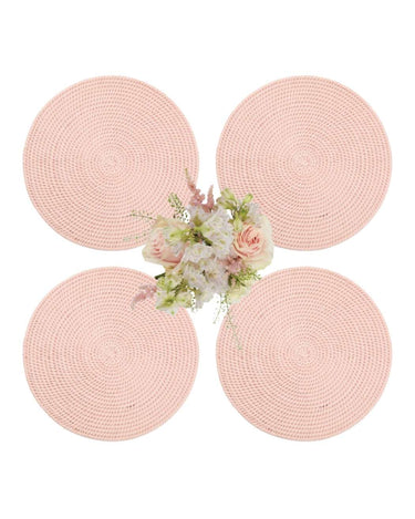 Round & Round Rattan Placemat Pink - Set of 4