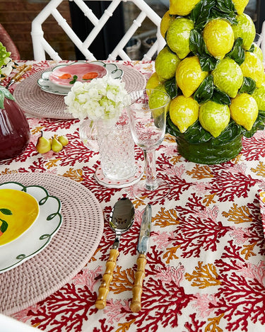 Placemats Round & Round Rattan Placemat  Pink - Set of 4