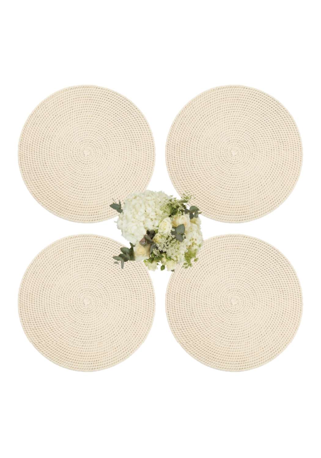 Round & Round Rattan Placemat Sand Colour - Set of 4