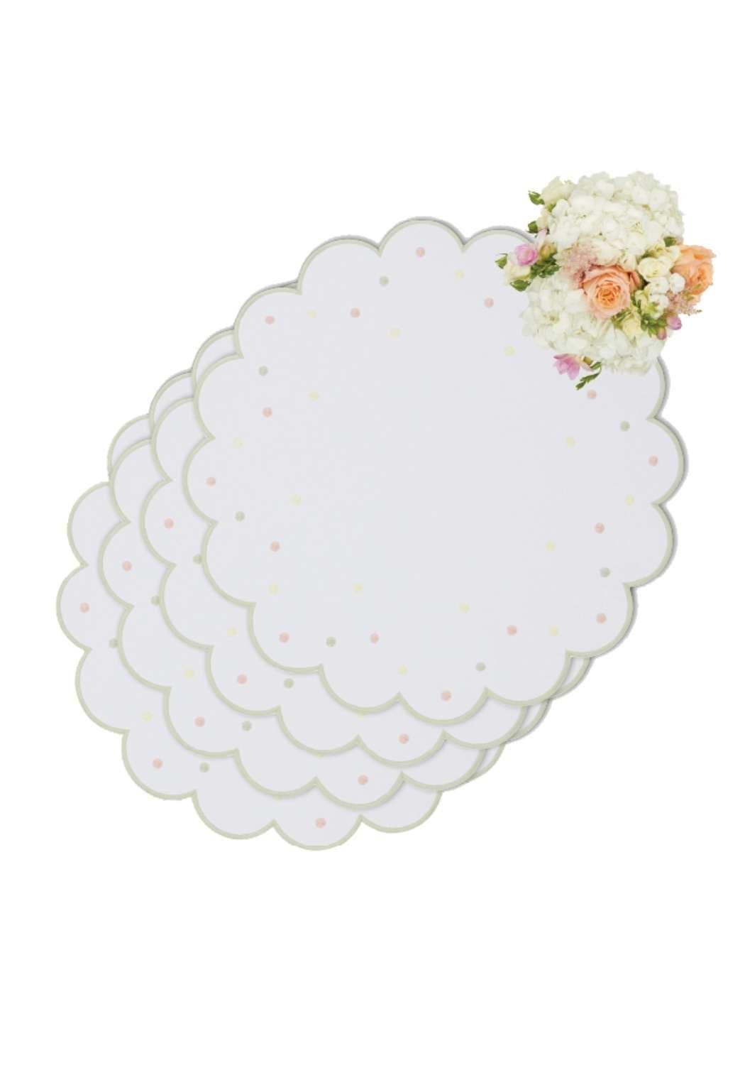 Scalloped Garden Round Placemats - Set of 4