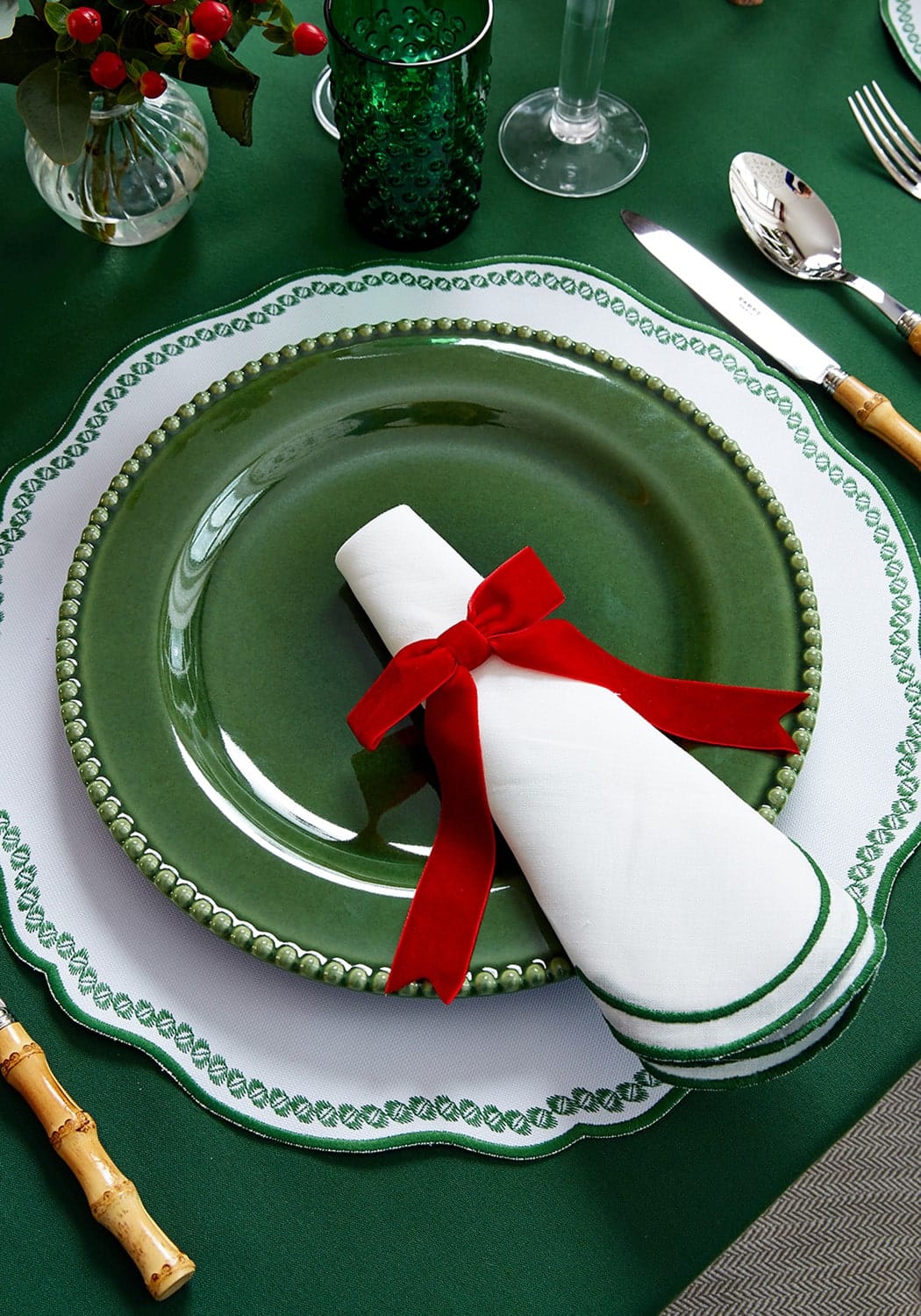 Smart Green Trim Placemats - Set of 4