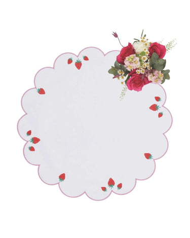 Strawberry Round Scalloped Placemats - Set of 4