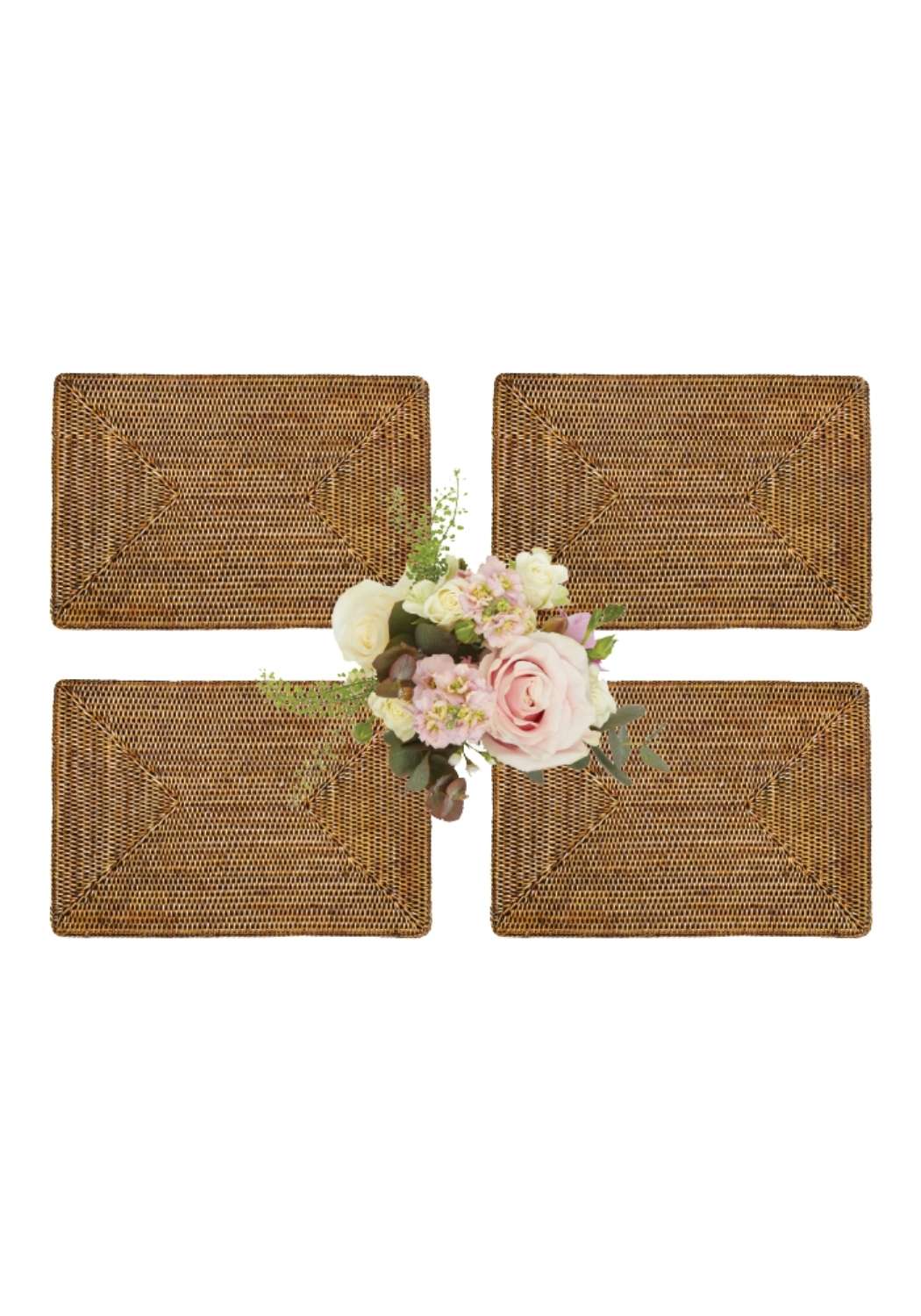 Surrey Rattan Rectangles charger Placemat Brown - Set of 4