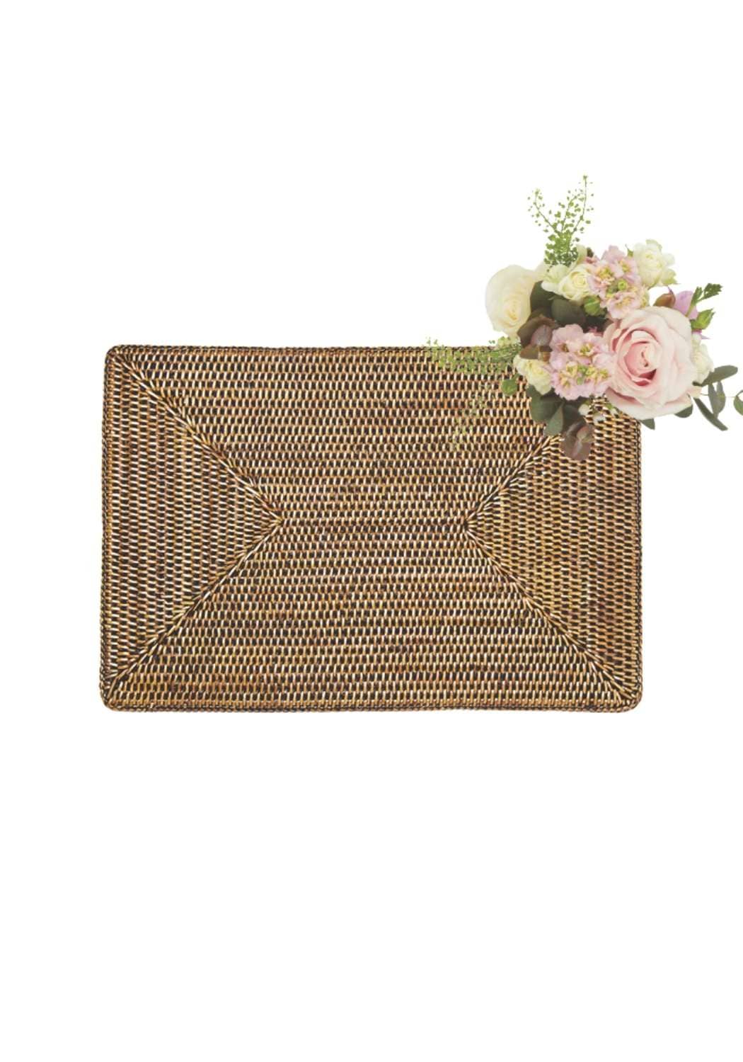 Surrey Rattan Rectangles charger Placemat Brown - Set of 4