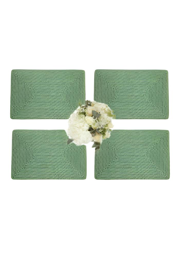 Placemats Surrey Rattan Rectangles Charger Placemat Green - Set of 4