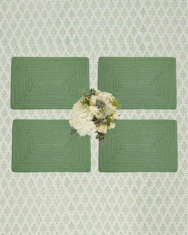 Placemats Surrey Rattan Rectangles Charger Placemat Green - Set of 4