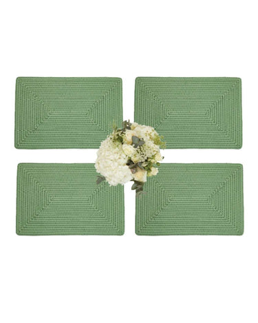 Surrey Rattan Rectangles Charger Placemat Green - Set of 4