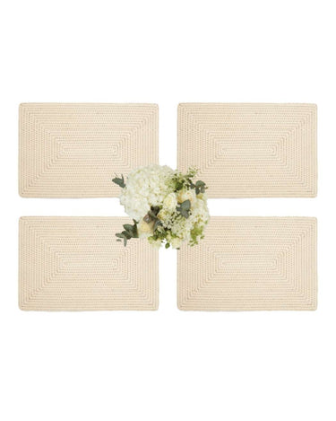 Surrey Rattan Rectangles Placemat - Sand Colour set of 4