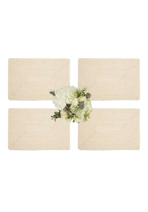 Surrey Rattan Rectangles Placemat - Sand Colour set of 4