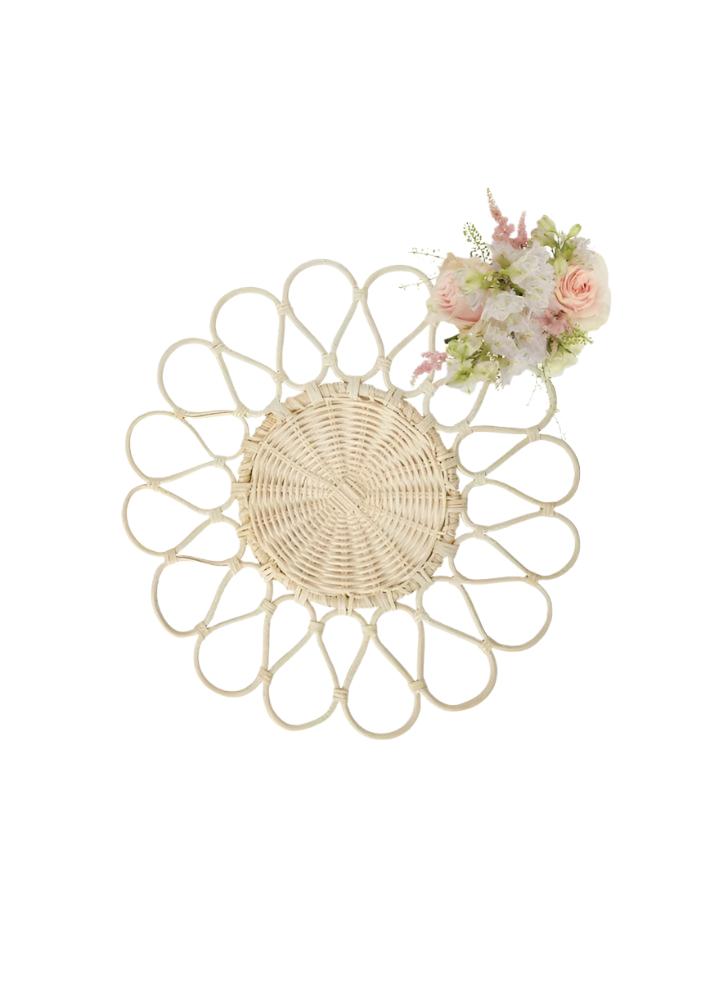 White Petals Rattan Placemats - Set of 4