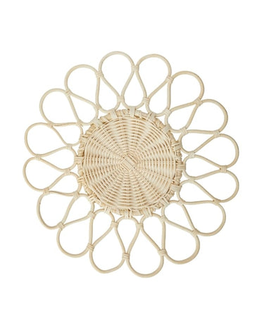 White Petals Rattan Placemats - Set of 4