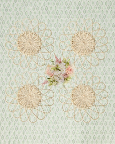 White Petals Rattan Placemats - Set of 4