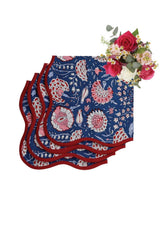 Pom Pom Pomegranate Scalloped Napkins - Set of 4 - Casa by Josephine Jenno