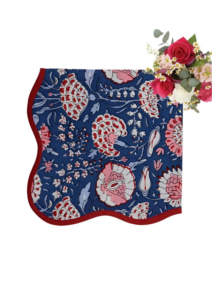 Pom Pom Pomegranate Scalloped Napkins - Set of 4 - Casa by Josephine Jenno