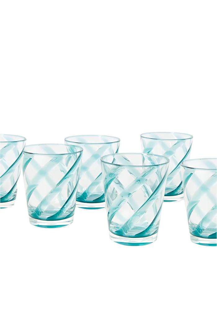 Poolside Gossip - Translucent Turquoise Tumbler x 6 - Casa by Josephine Jenno