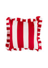 Red Cabana Stripe Ruffled Cushion Cover