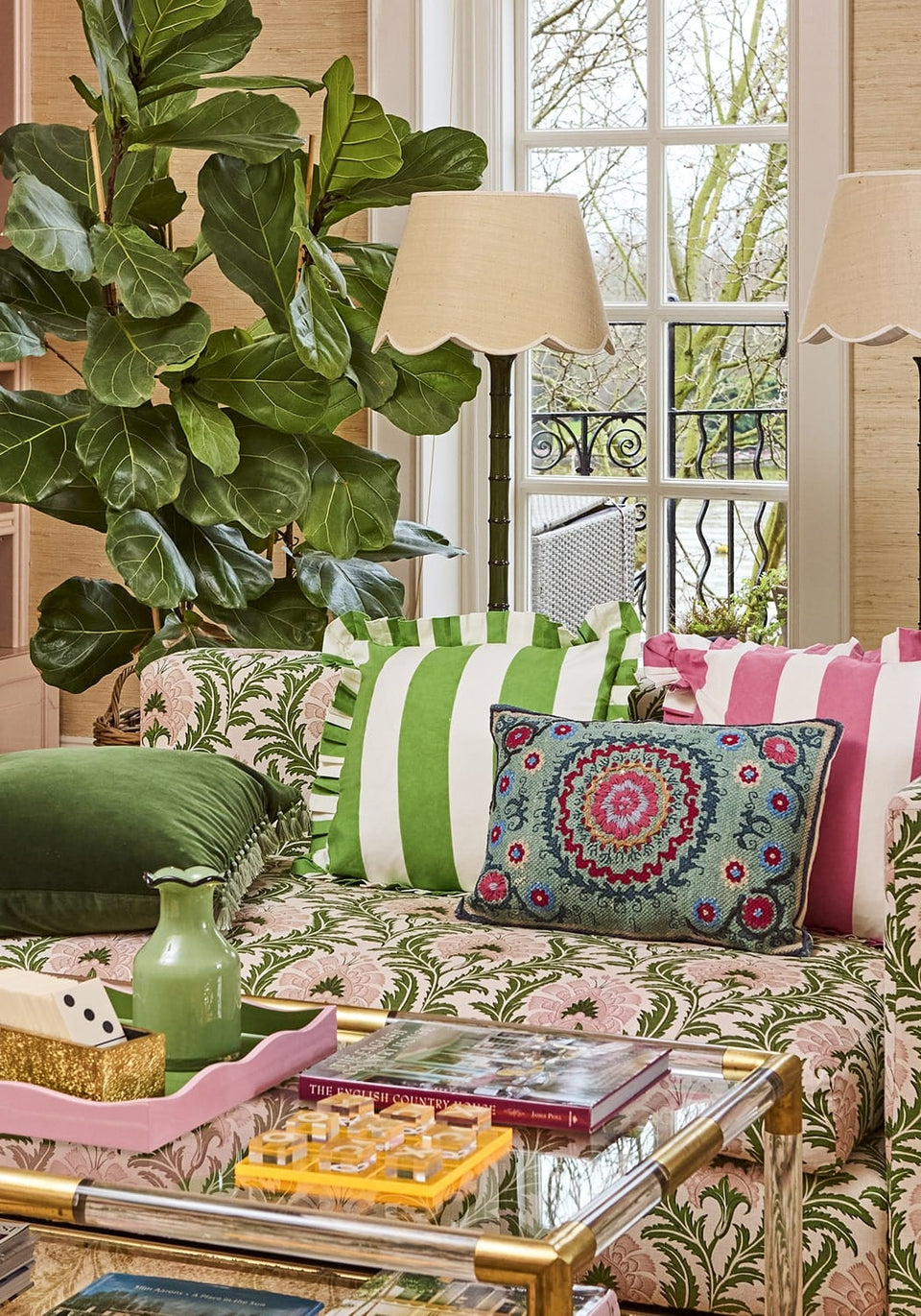 Poppy Pink Candy Cabana Stripe Ruffled Pillow Cover - Casa by Josephine Jenno