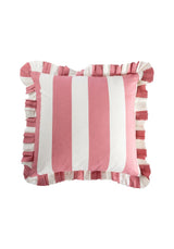 Poppy Pink Candy Cabana Stripe Ruffled Pillow Cover - Casa by Josephine Jenno