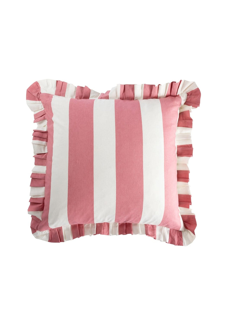 Poppy Pink Candy Cabana Stripe Ruffled Pillow Cover - Casa by Josephine Jenno
