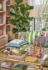 Poppy Spring Green Cabana Stripe Ruffled Pillow - Casa by Josephine Jenno