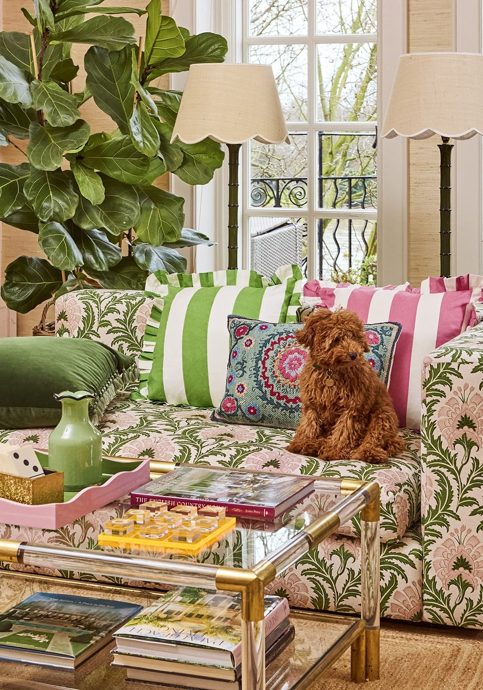 Poppy Spring Green Cabana Stripe Ruffled Pillow - Casa by Josephine Jenno