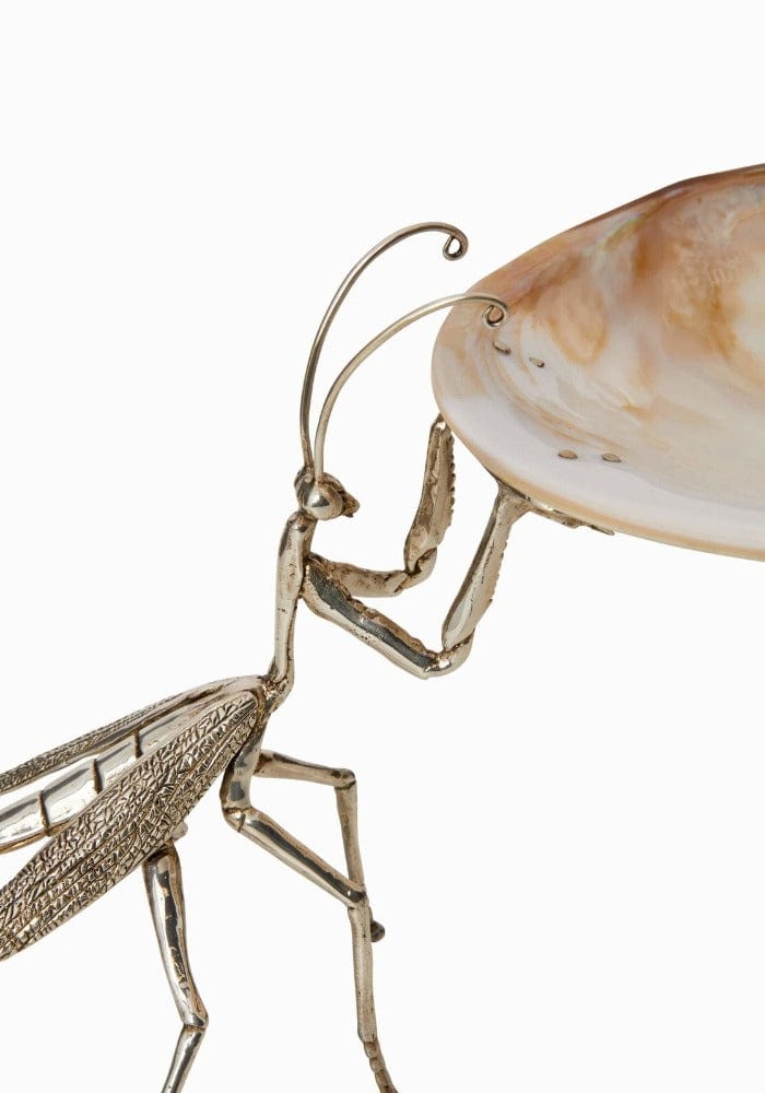 "Praying for your Caviar" Silver Praying Mantis and Shell Tray - Casa by Josephine Jenno