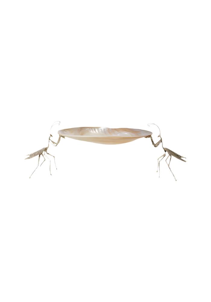 "Praying for your Caviar" Silver Praying Mantis and Shell Tray - Casa by Josephine Jenno
