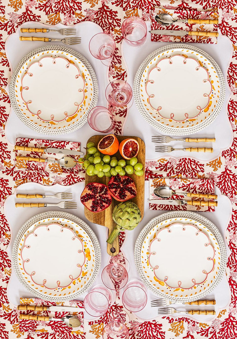 Pretty In Pink Scalloped Lunch Plate - Set of 4 - Casa by Josephine Jenno