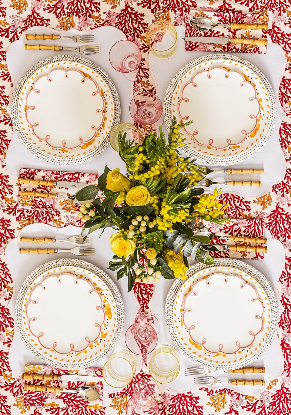 Pretty In Pink Scalloped Lunch Plate - Set of 4 - Casa by Josephine Jenno