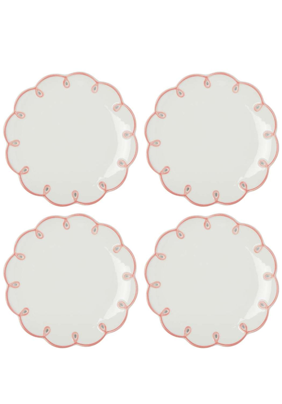 Pretty In Pink Scalloped Lunch Plate - Set of 4 - Casa by Josephine Jenno