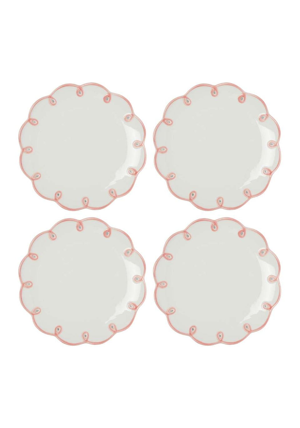 Pretty in Pink Scalloped Plates - Set of 4 Side Plates - Casa by Josephine Jenno