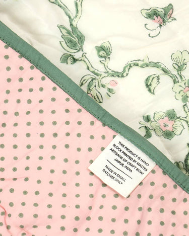 Soft Cotton Green Cherry Blossom Quilt