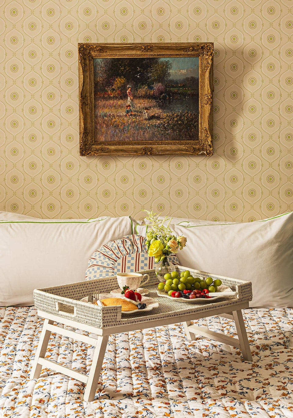 Rattan Breakfast Tray - White - Casa by Josephine Jenno