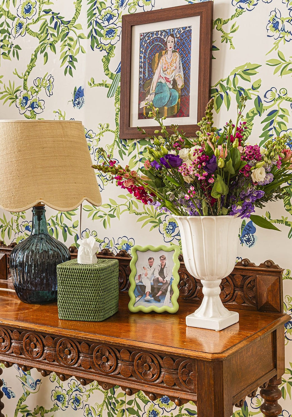 Rattan Tissue Box Cover - Green - Casa by Josephine Jenno