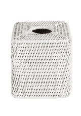 Rattan Tissue Box Cover - White - Casa by Josephine Jenno