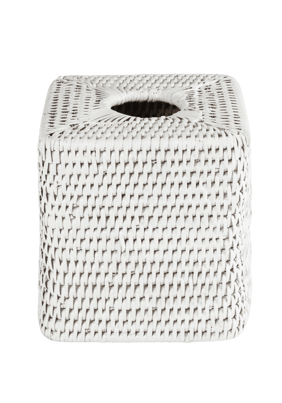 Rattan Tissue Box Cover - White - Casa by Josephine Jenno