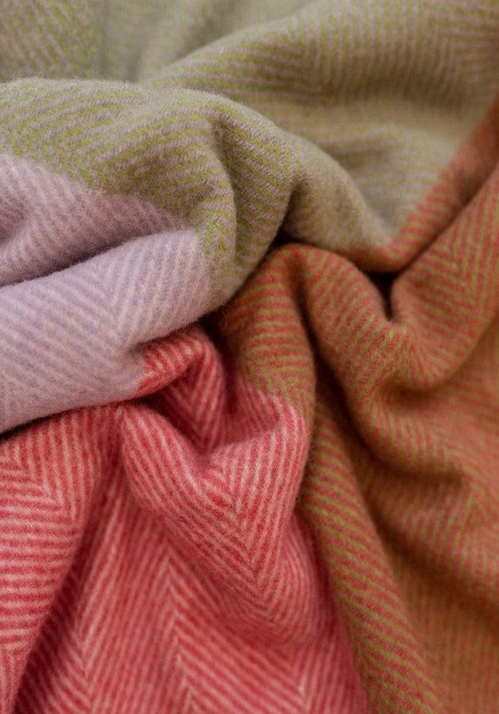 Recycled Wool Blanket in Pink Herringbone Offset Check - Casa by Josephine Jenno