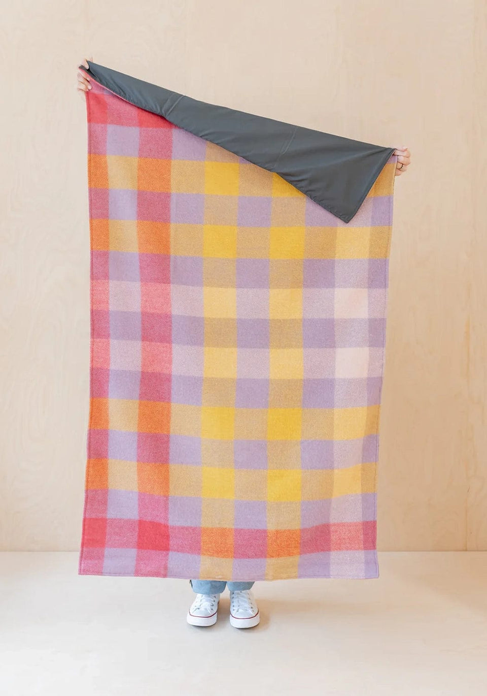 Recycled Wool Small Picnic Blanket in Lilac Gradient Gingham - Casa by Josephine Jenno