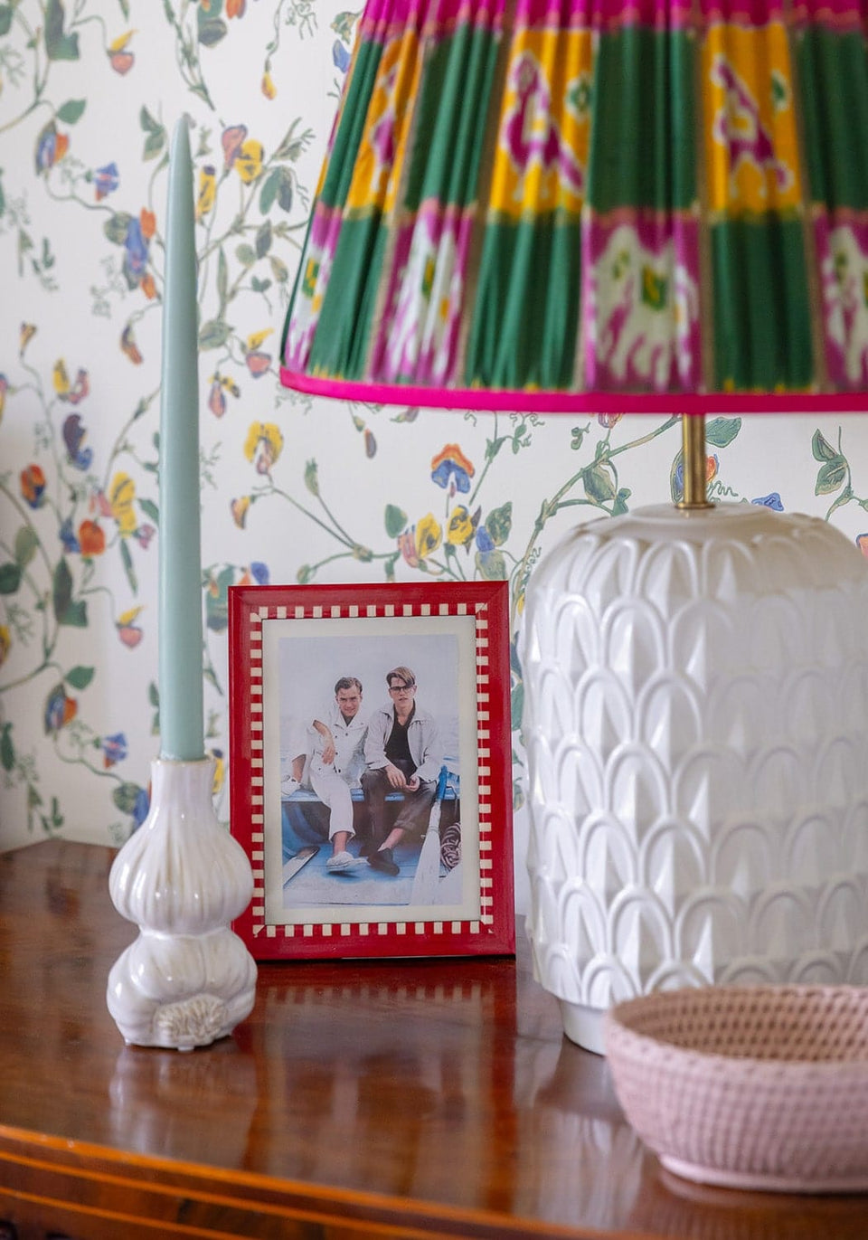 Red and White Striped Marquetry Photo Frame 7x5" - Casa by Josephine Jenno