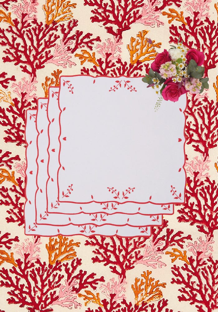 Red Garden Motif Placemats - Set of 4 - Casa by Josephine Jenno