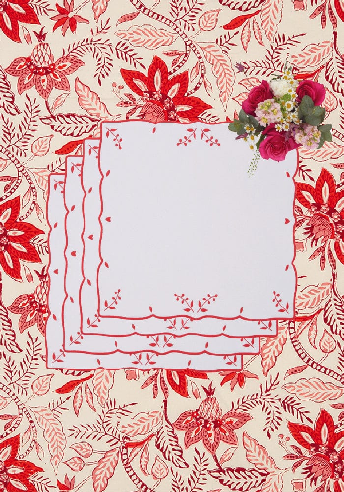 Red Garden Motif Placemats - Set of 4 - Casa by Josephine Jenno