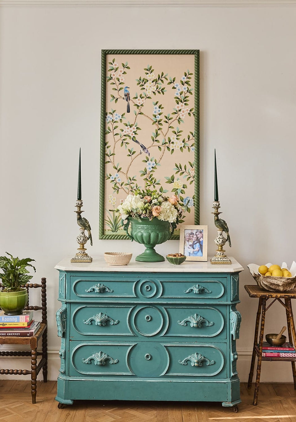 Regal Green Parrot Large Candlestick 39cm - Casa by Josephine Jenno