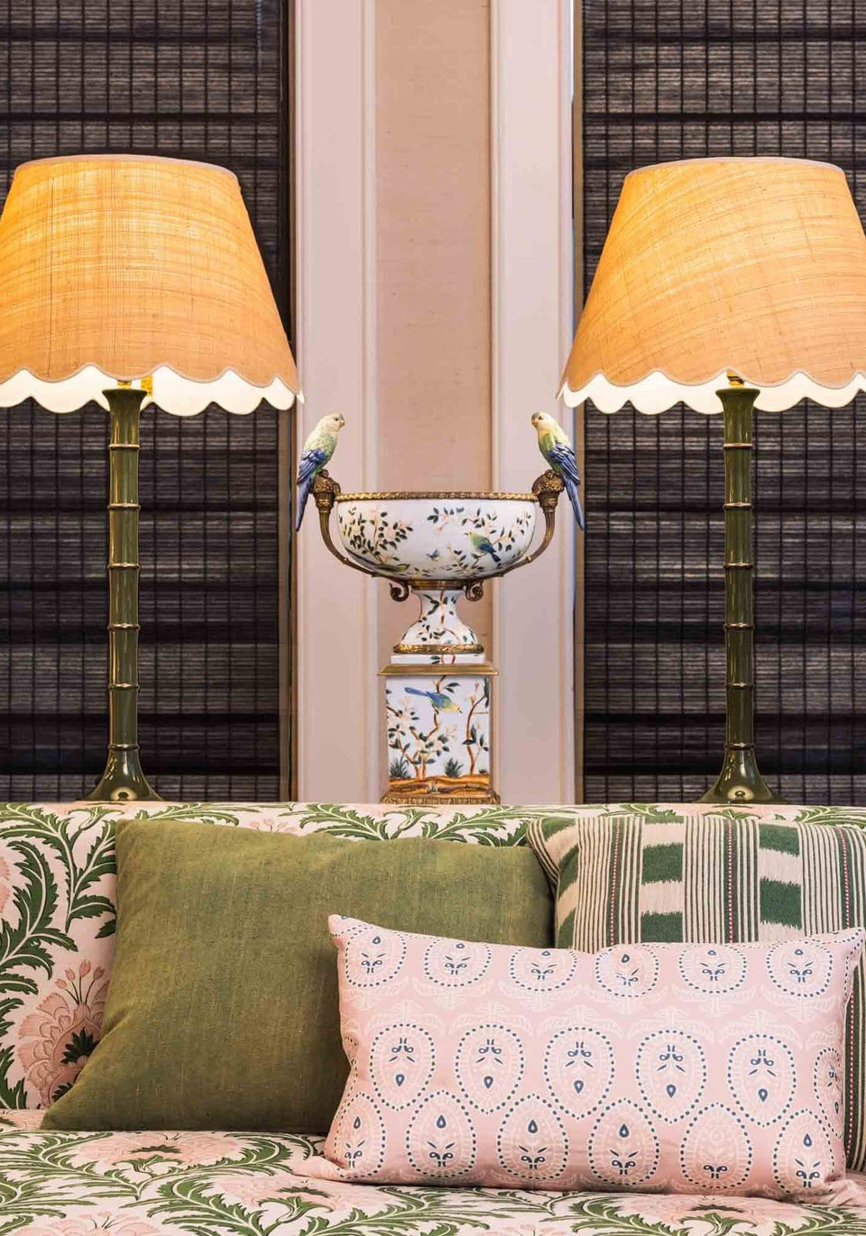 Regency Style Pillar Urn with Bowl and Birds - Casa by Josephine Jenno