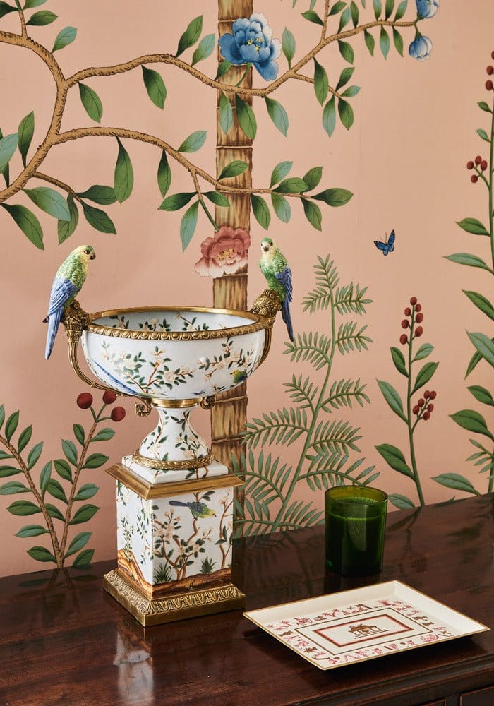 Regency Style Pillar Urn with Bowl and Birds - Casa by Josephine Jenno