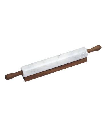 Artisan White Marble Rolling Pin with Stand White